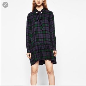 Zara Plaid Dropwaist Long Sleeve Dress